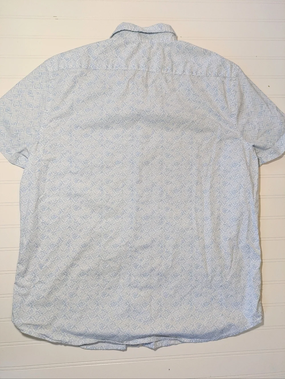 Express Blue/White Cotton Short Sleeves Button Down Shirt